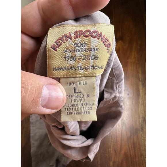 Reyn Spooner L Golden 50th Anniversary Limited Issue Brown Casual Shirt Silk - Picture 7 of 9